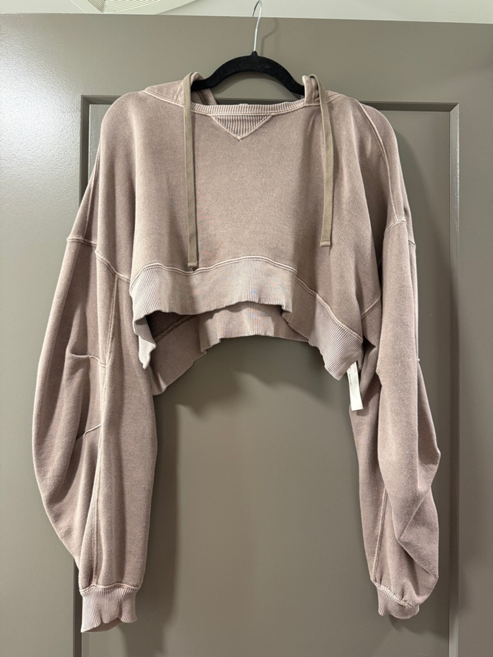 Free People Movement Cropped Taupe Hoodie